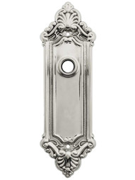 Stamped Brass French-Baroque Back Plate in Polished Nickel.